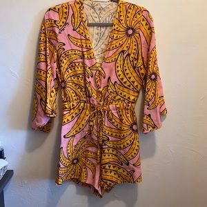 NWT Rio Banana Floral Linen Romper size Small